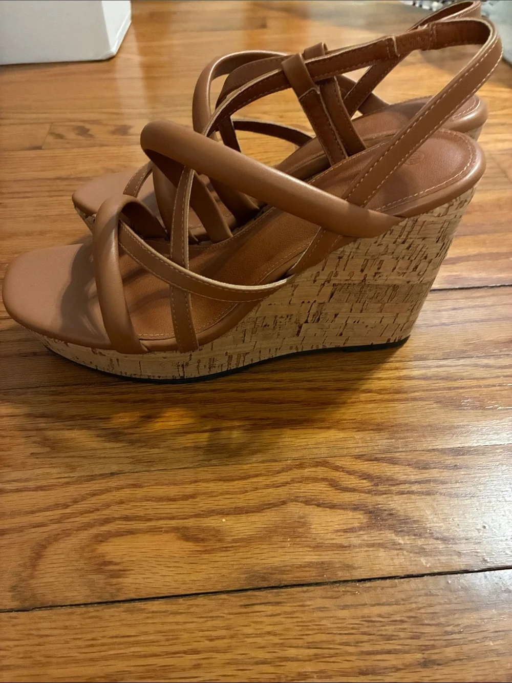 Women’s Tan Wedge Sandals - Strappy Platform Slingback